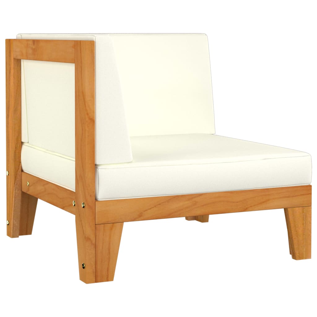 NNEVL 2-Seater Sofa with Cream White Cushions Solid Acacia Wood by NNEVL