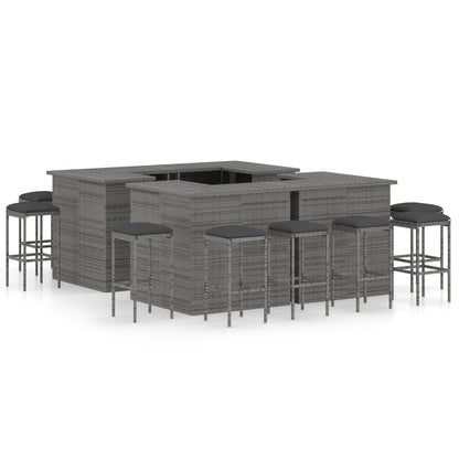 NNEVL 16 Piece Garden Bar Set with Cushions Poly Rattan Grey by NNEVL