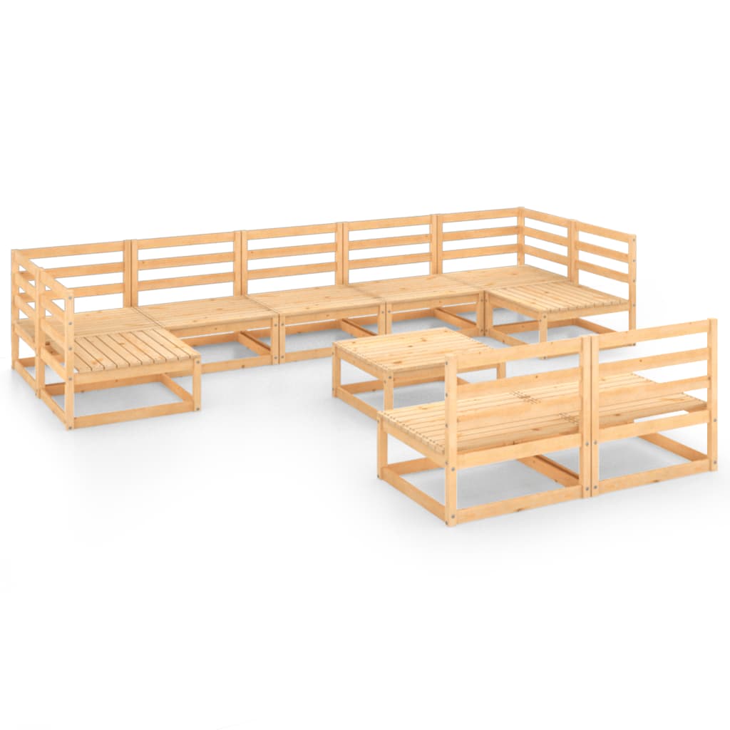 NNEVL 10 Piece Garden Lounge Set Solid Pinewood by NNEVL