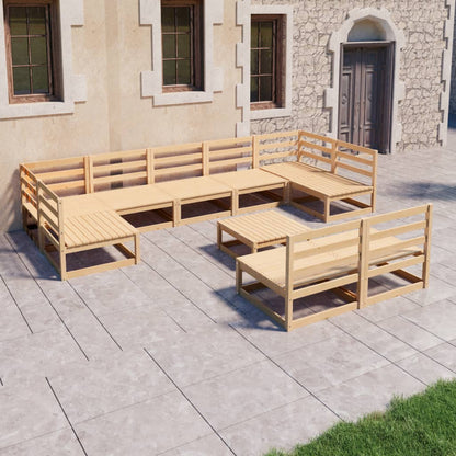 NNEVL 10 Piece Garden Lounge Set Solid Pinewood by NNEVL