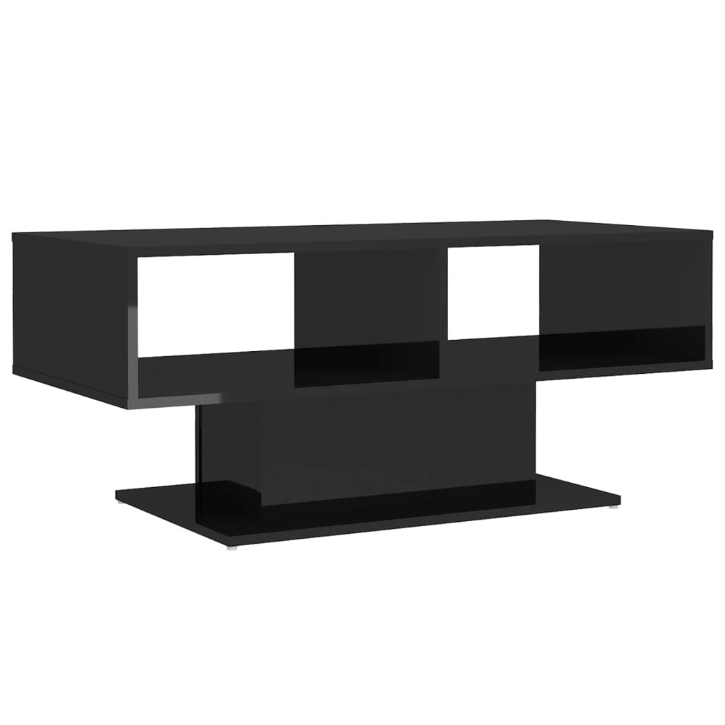 NNEVL Coffee Table High Gloss Black 103.5x50x44.5 cm Chipboard by NNEVL