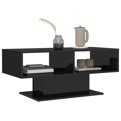 NNEVL Coffee Table High Gloss Black 103.5x50x44.5 cm Chipboard by NNEVL