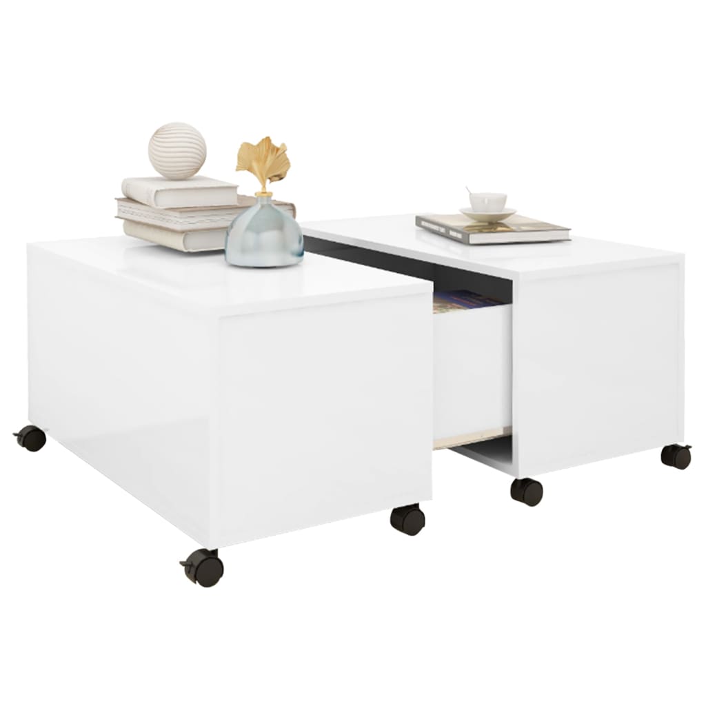 NNEVL Coffee Table High Gloss White 75x75x38 cm Chipboard by NNEVL