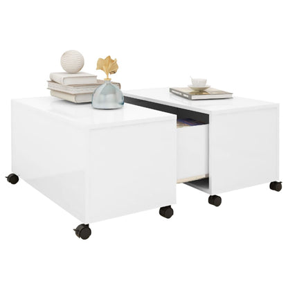 NNEVL Coffee Table High Gloss White 75x75x38 cm Chipboard by NNEVL