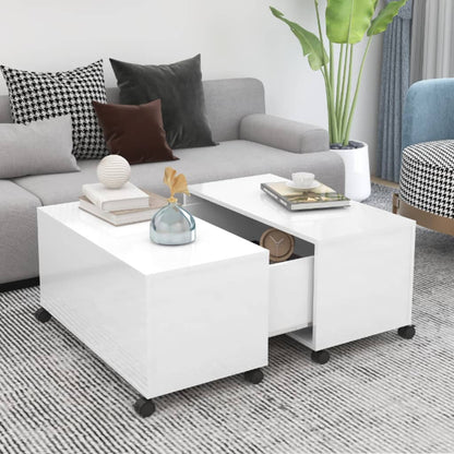 NNEVL Coffee Table High Gloss White 75x75x38 cm Chipboard by NNEVL