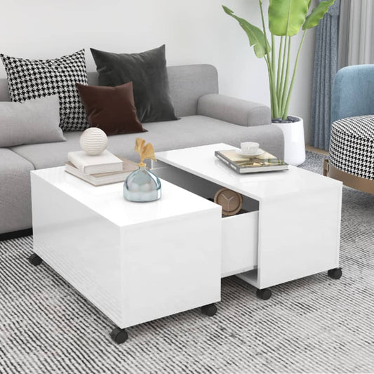 NNEVL Coffee Table High Gloss White 75x75x38 cm Chipboard by NNEVL