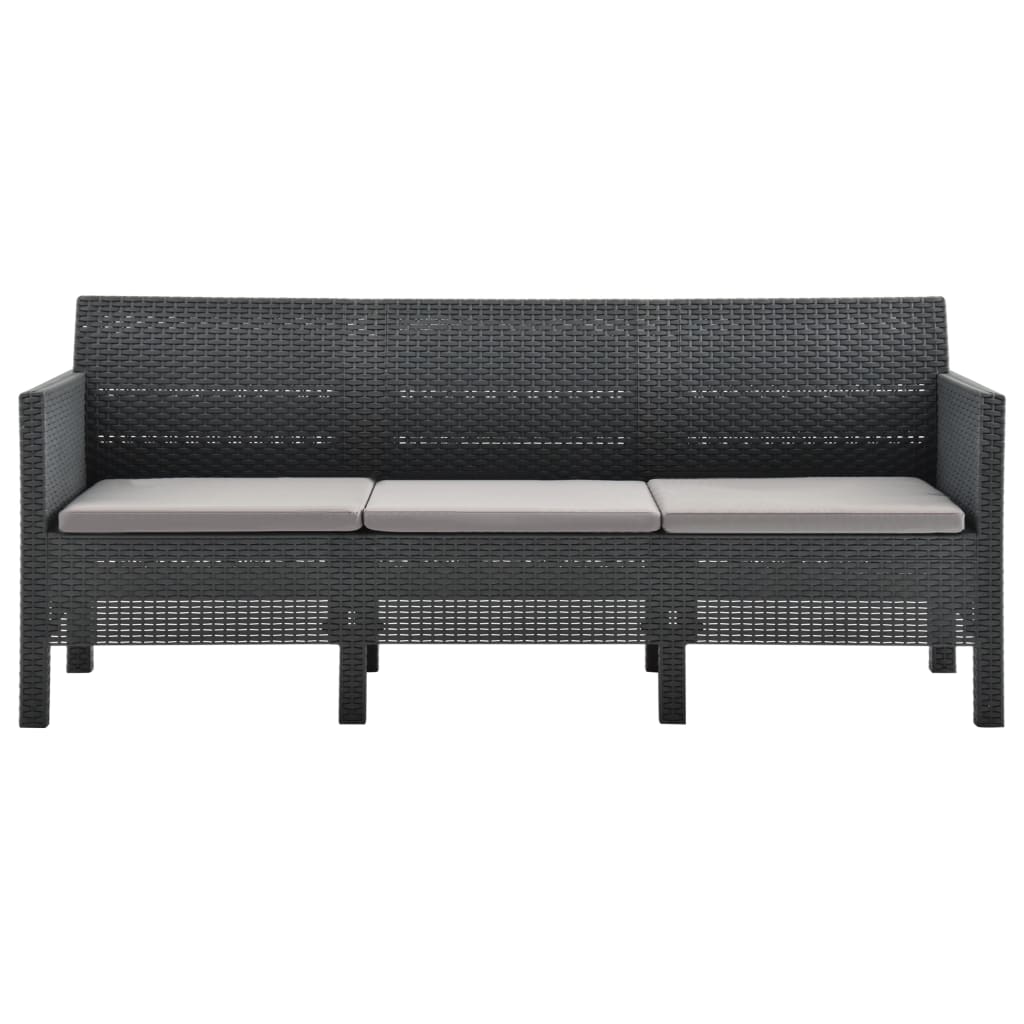 NNEVL 3 Piece Garden Lounge Set with Cushions PP Rattan Anthracite by NNEVL