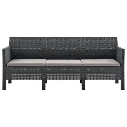 NNEVL 3 Piece Garden Lounge Set with Cushions PP Rattan Anthracite by NNEVL