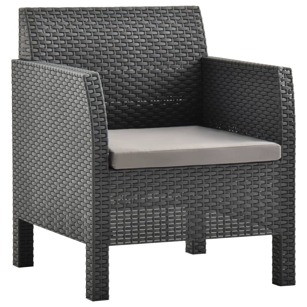 NNEVL 3 Piece Garden Lounge Set with Cushions PP Rattan Anthracite by NNEVL