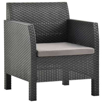 NNEVL 3 Piece Garden Lounge Set with Cushions PP Rattan Anthracite by NNEVL