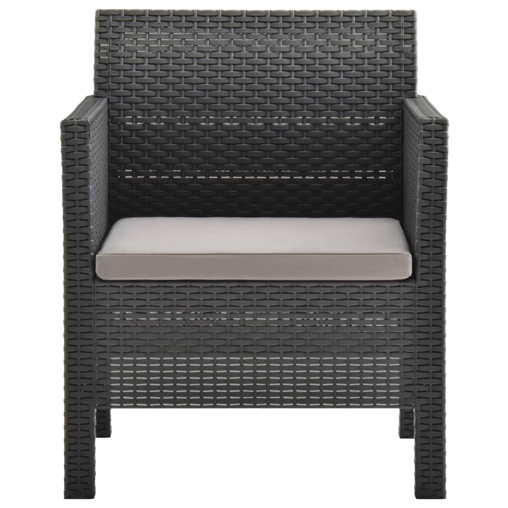 NNEVL 3 Piece Garden Lounge Set with Cushions PP Rattan Anthracite by NNEVL