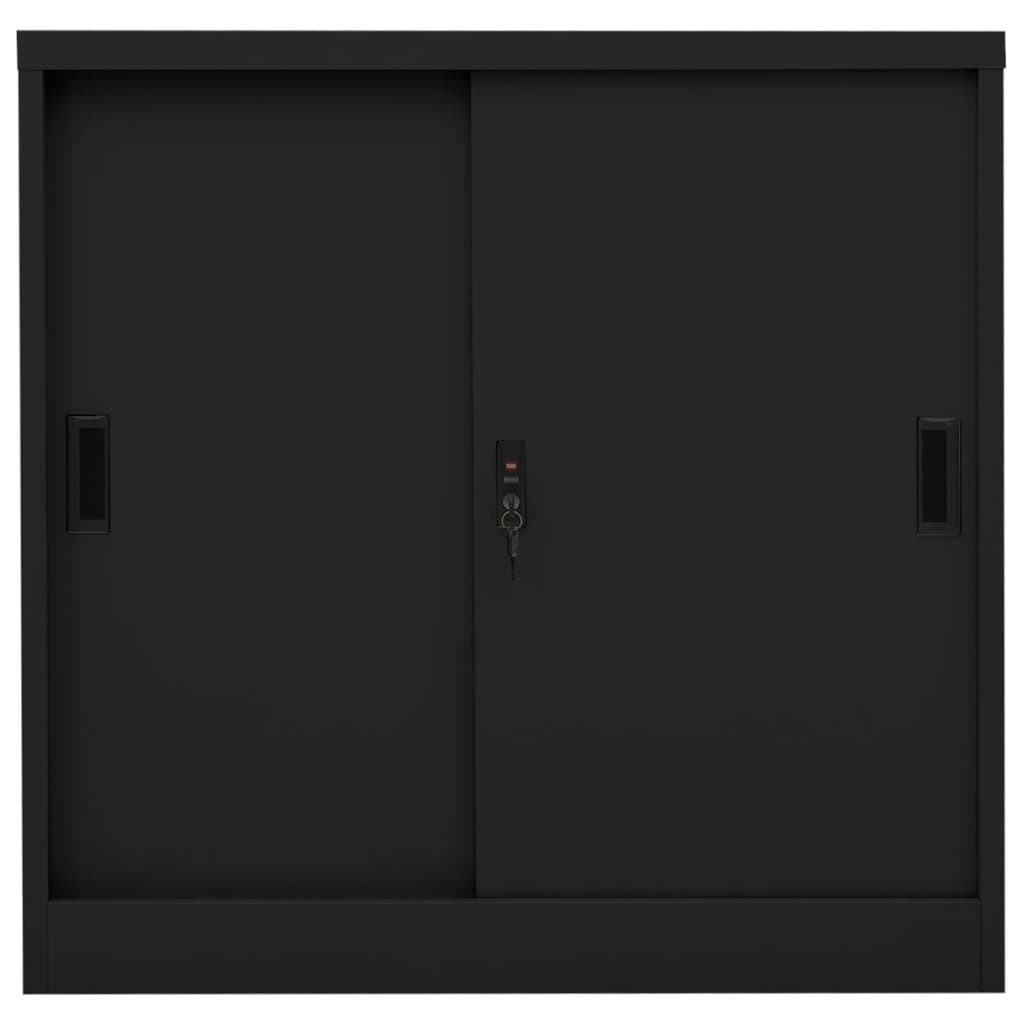NNEVL Office Cabinet with Sliding Door Black 90x40x90 cm Steel by NNEVL