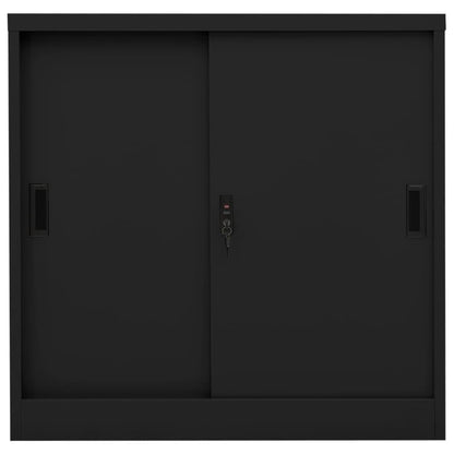 NNEVL Office Cabinet with Sliding Door Black 90x40x90 cm Steel by NNEVL