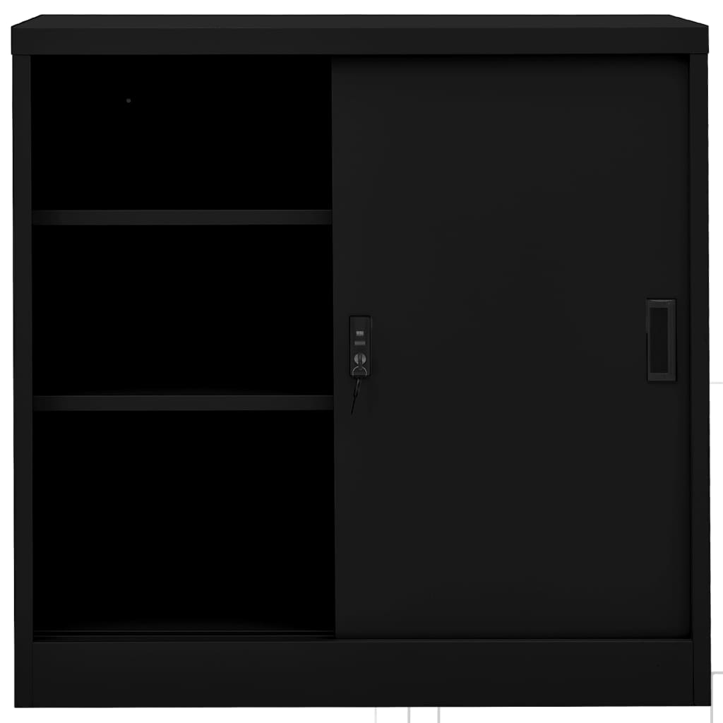 NNEVL Office Cabinet with Sliding Door Black 90x40x90 cm Steel by NNEVL