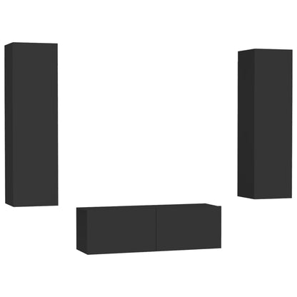 NNEVL 3 Piece TV Cabinet Set Black Chipboard by NNEVL