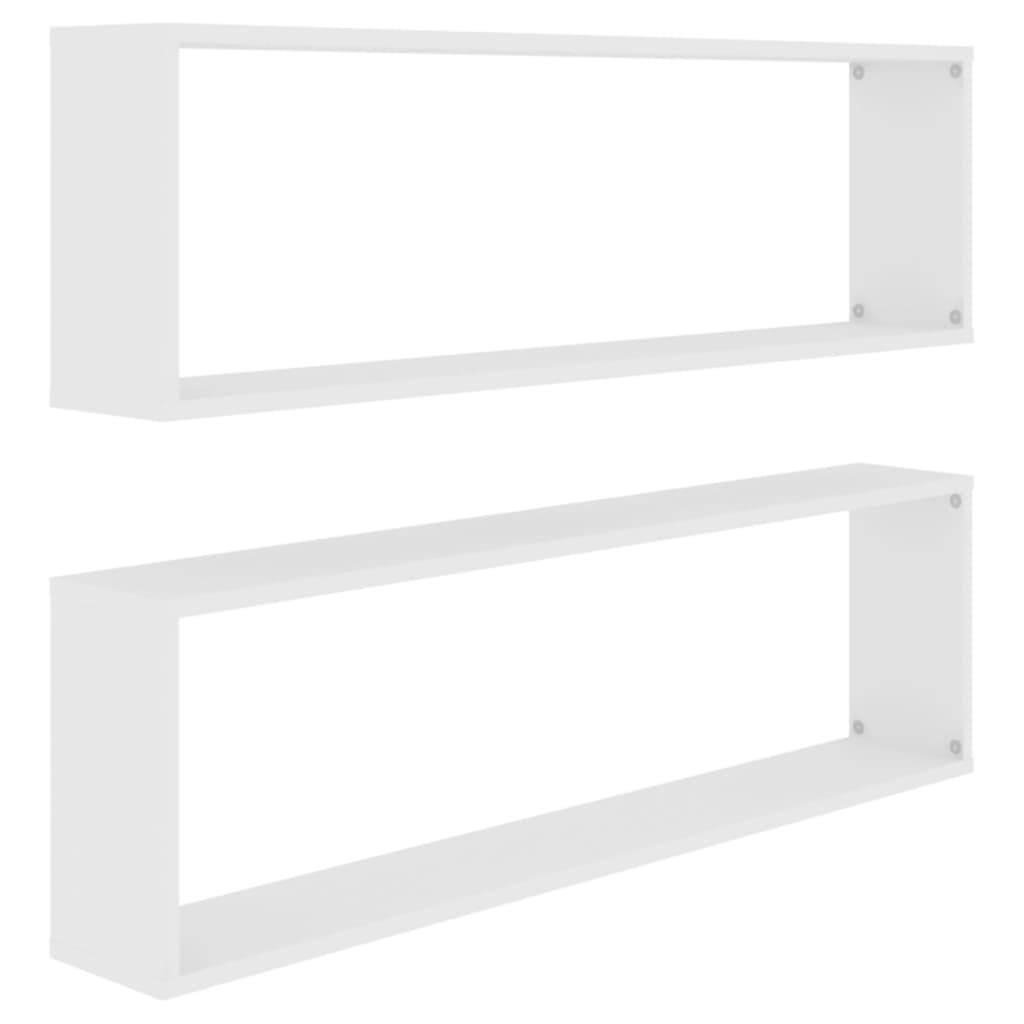 NNEVL Wall Cube Shelves 2 pcs White 100x15x30 cm Chipboard by NNEVL