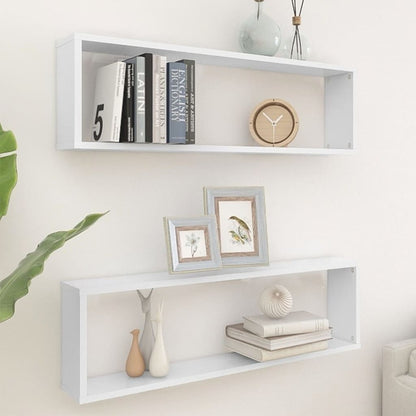NNEVL Wall Cube Shelves 2 pcs White 100x15x30 cm Chipboard by NNEVL