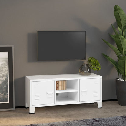 NNEVL Industrial TV Cabinet White 105x35x42 cm Metal by NNEVL