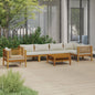 NNEVL 7 Piece Garden Lounge Set with Cream Cushion Solid Acacia Wood by NNEVL