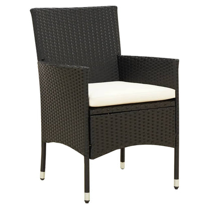 NNEVL 5 Piece Outdoor Dining Set with Cushions Poly Rattan Black by NNEVL