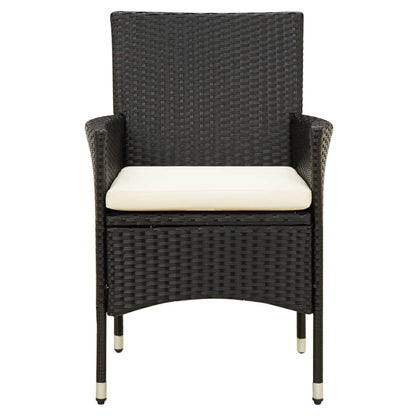 NNEVL 5 Piece Outdoor Dining Set with Cushions Poly Rattan Black by NNEVL