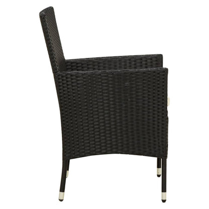 NNEVL 5 Piece Outdoor Dining Set with Cushions Poly Rattan Black by NNEVL