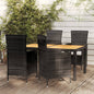 NNEVL 5 Piece Outdoor Dining Set with Cushions Poly Rattan Black by NNEVL