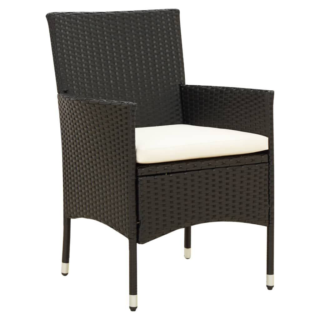 NNEVL 7 Piece Outdoor Dining Set with Cushions Poly Rattan Black by NNEVL