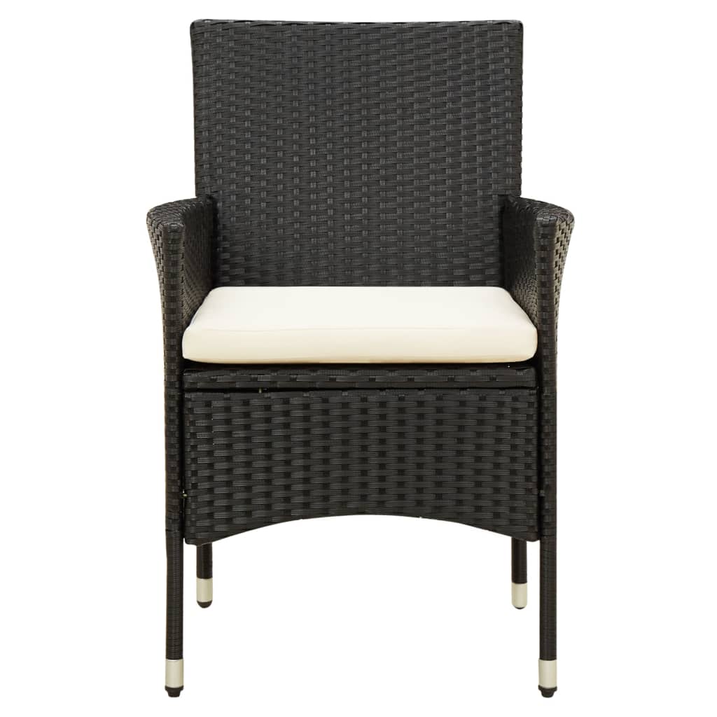 NNEVL 7 Piece Outdoor Dining Set with Cushions Poly Rattan Black by NNEVL