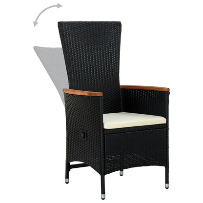 NNEVL 3 Piece Garden Dining Set with Cushions Black by NNEVL