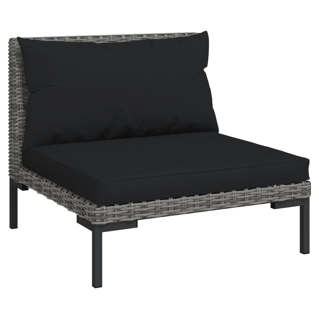 NNEVL 9 Piece Garden Lounge Set with Cushions Poly Rattan Dark Grey by NNEVL