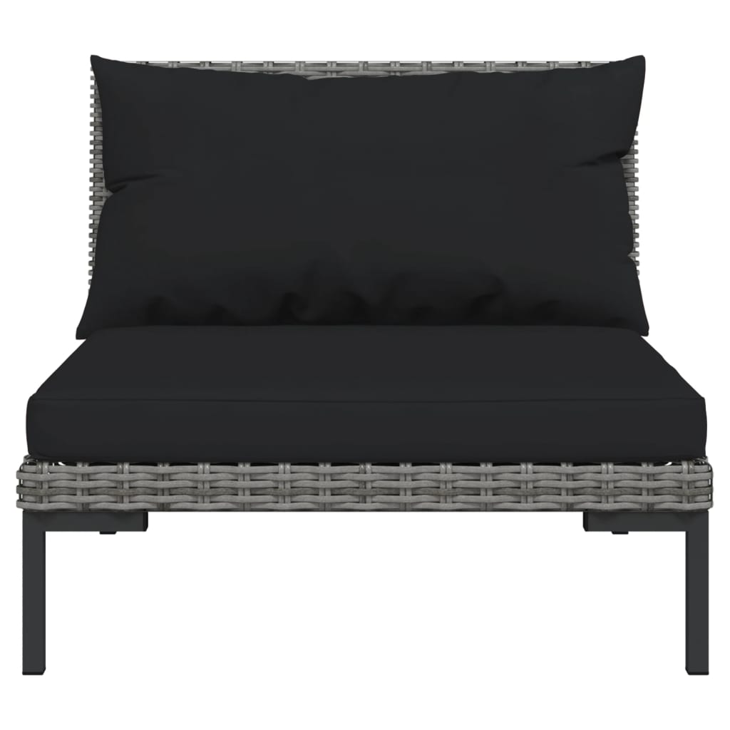 NNEVL 9 Piece Garden Lounge Set with Cushions Poly Rattan Dark Grey by NNEVL