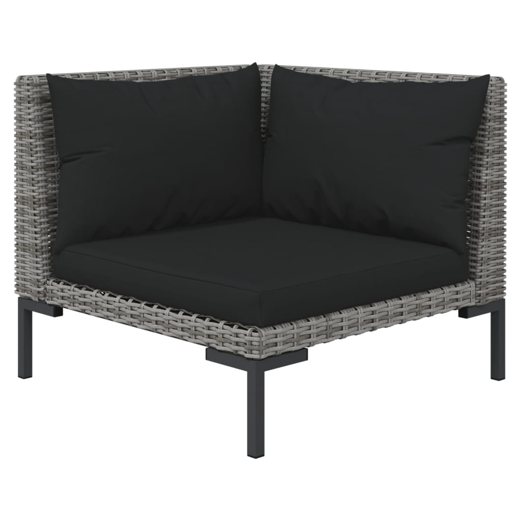 NNEVL 9 Piece Garden Lounge Set with Cushions Poly Rattan Dark Grey by NNEVL
