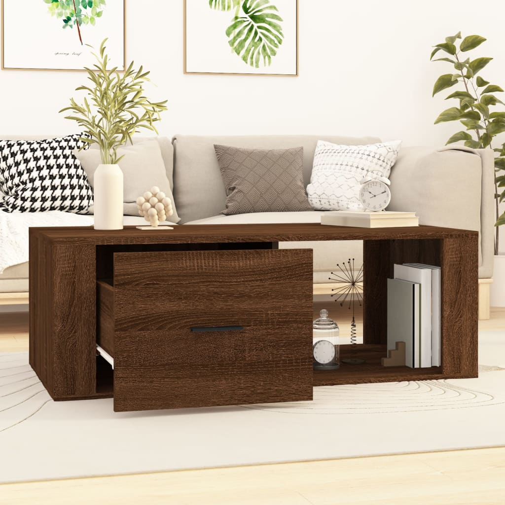 NNEVL Coffee Table Brown Oak 100x50.5x35 cm Engineered Wood by NNEVL
