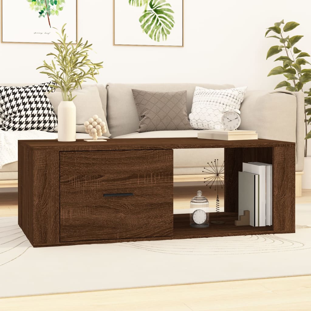 NNEVL Coffee Table Brown Oak 100x50.5x35 cm Engineered Wood by NNEVL