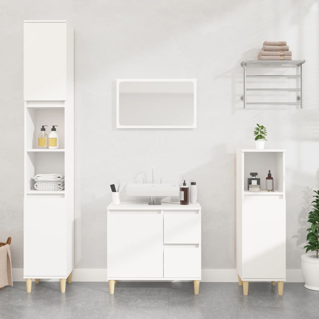 NNEVL Bathroom Cabinet White 30x30x190 cm Engineered Wood by NNEVL