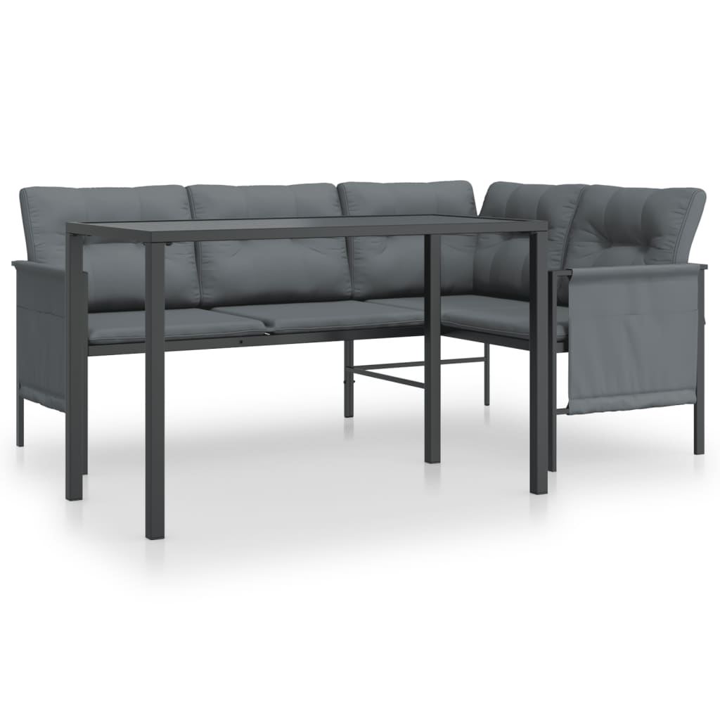 NNEVL 2 Piece Garden Dining Set Anthracite Steel by NNEVL