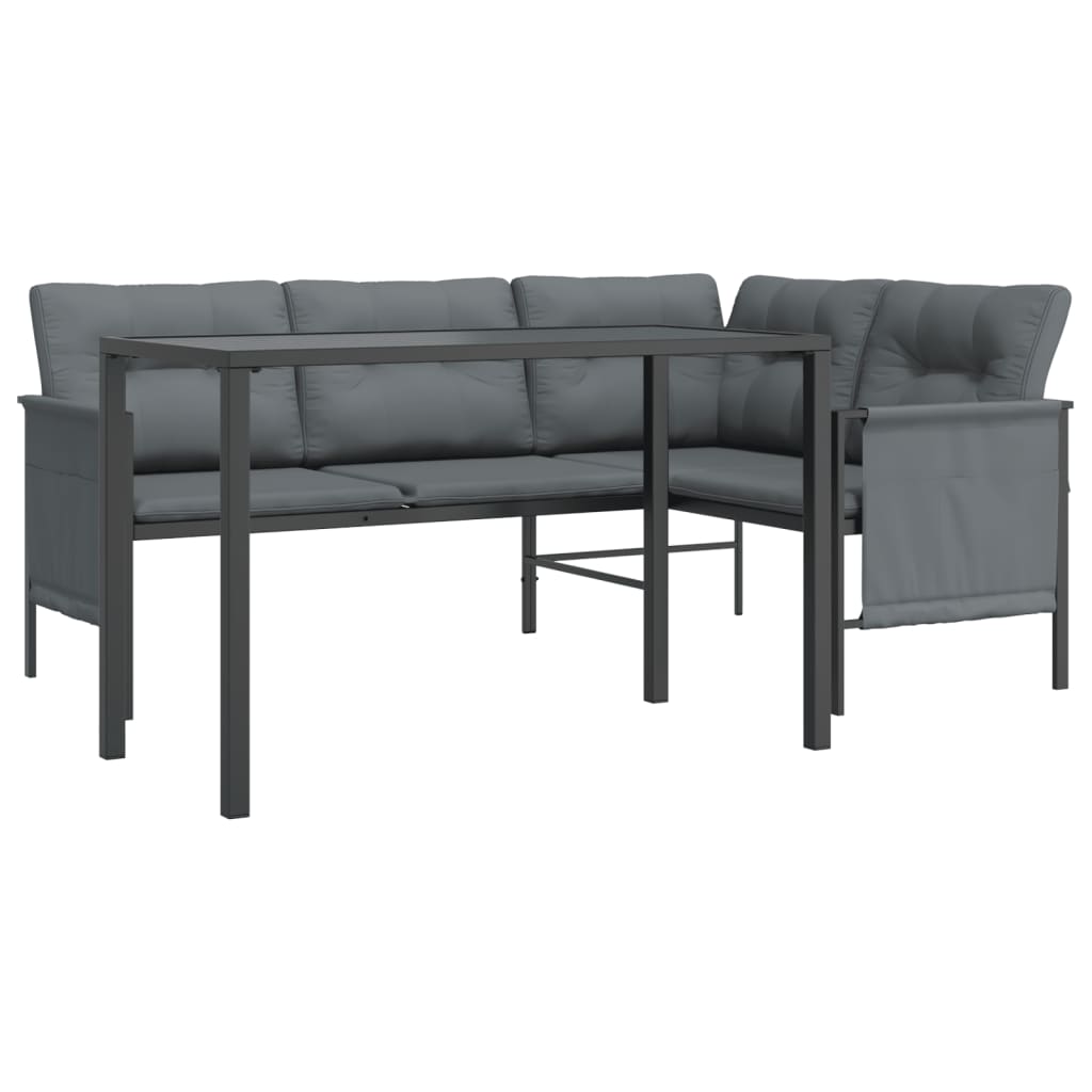 NNEVL 2 Piece Garden Dining Set Anthracite Steel by NNEVL