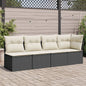 NNEVL Garden Sofa with Cushions 4-Seater Black Poly Rattan by NNEVL