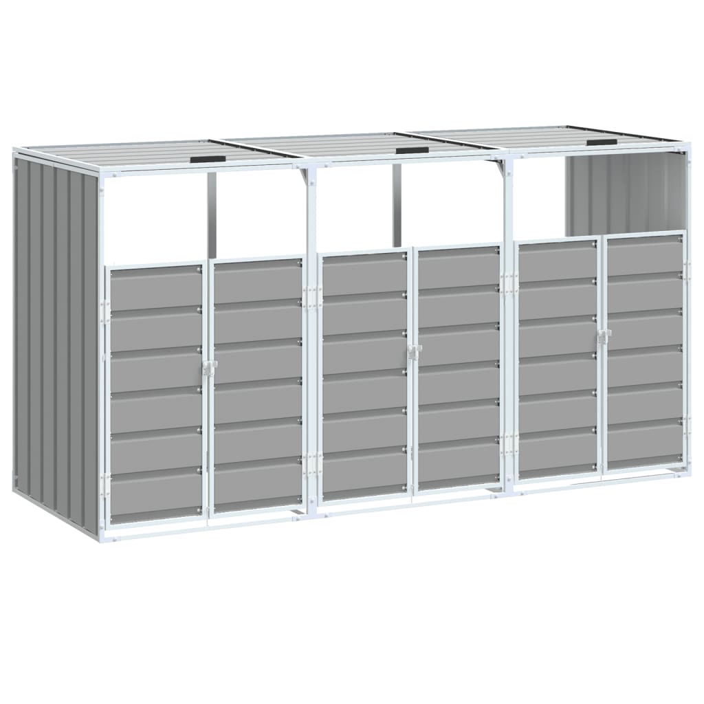 NNEVL Wheelie Bin Storage for Triple Bins Grey 216x81x115 cm Steel by NNEVL