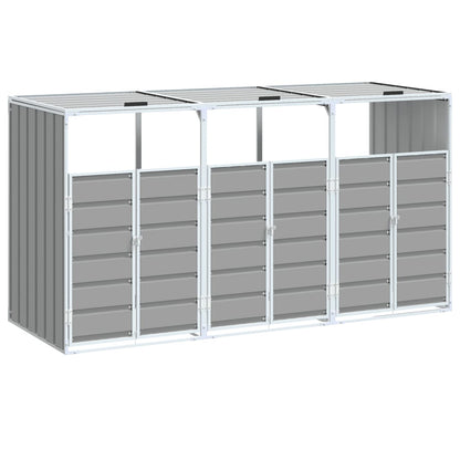 NNEVL Wheelie Bin Storage for Triple Bins Grey 216x81x115 cm Steel by NNEVL