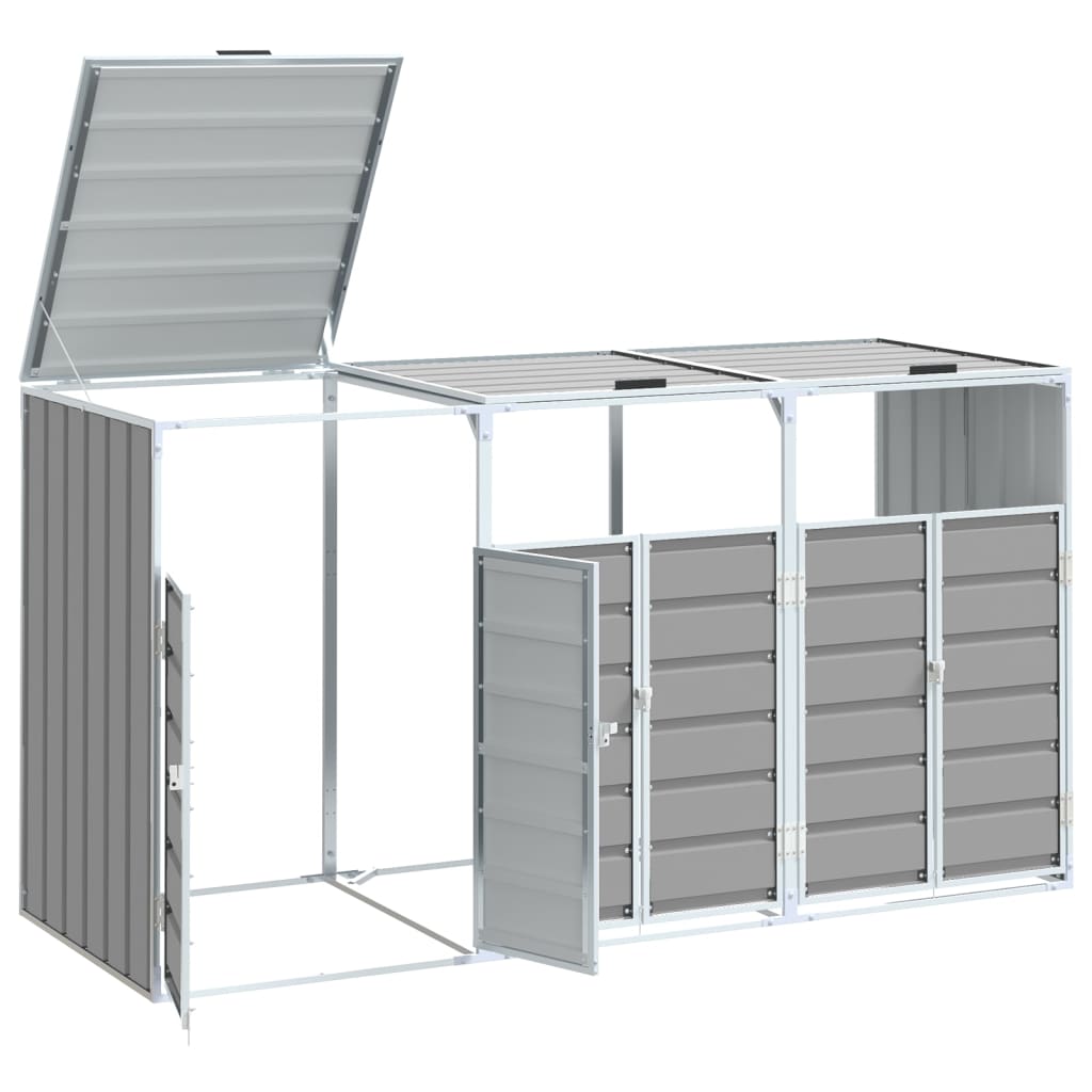 NNEVL Wheelie Bin Storage for Triple Bins Grey 216x81x115 cm Steel by NNEVL