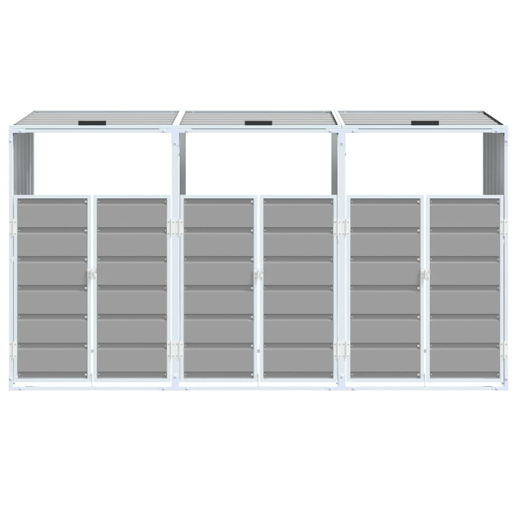 NNEVL Wheelie Bin Storage for Triple Bins Grey 216x81x115 cm Steel by NNEVL