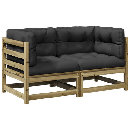 NNEVL 2 Piece Garden Sofa Set with Cushions Impregnated Wood Pine by NNEVL