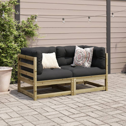 NNEVL 2 Piece Garden Sofa Set with Cushions Impregnated Wood Pine by NNEVL