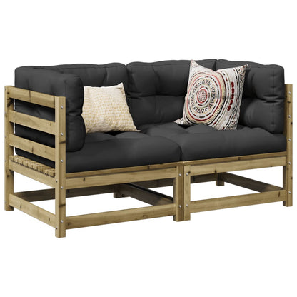 NNEVL 2 Piece Garden Sofa Set with Cushions Impregnated Wood Pine by NNEVL