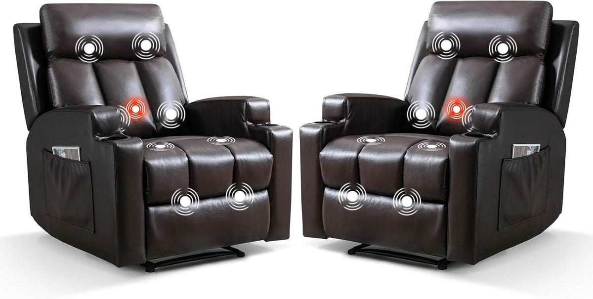 Brown UltraSoft Fabric Manual Recliner With Plush Arms by ShipItFurniture