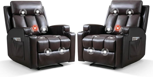 Brown UltraSoft Fabric Manual Recliner With Plush Arms by ShipItFurniture