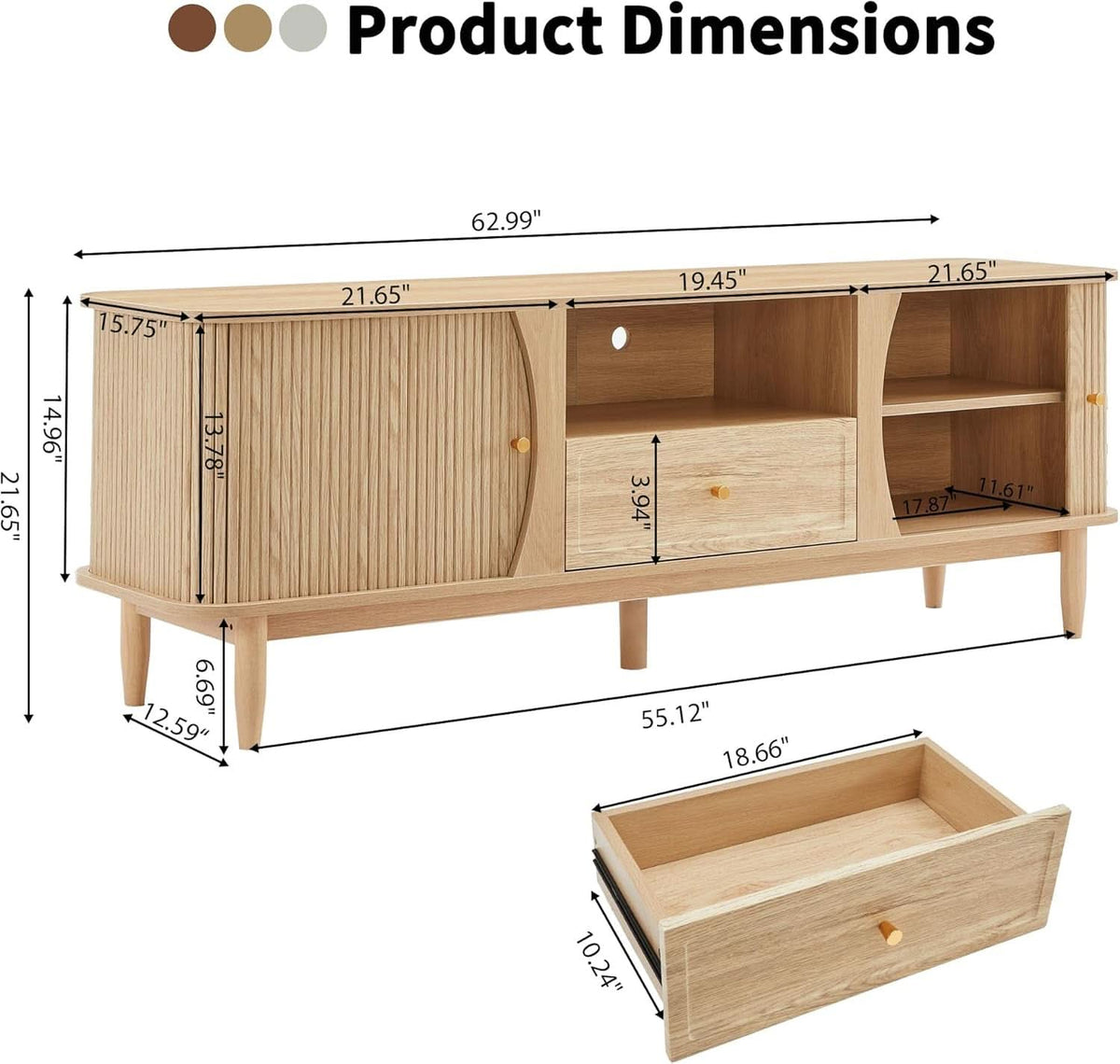 Natural Finish Entertainment Console With Sliding Door by ShipItFurniture