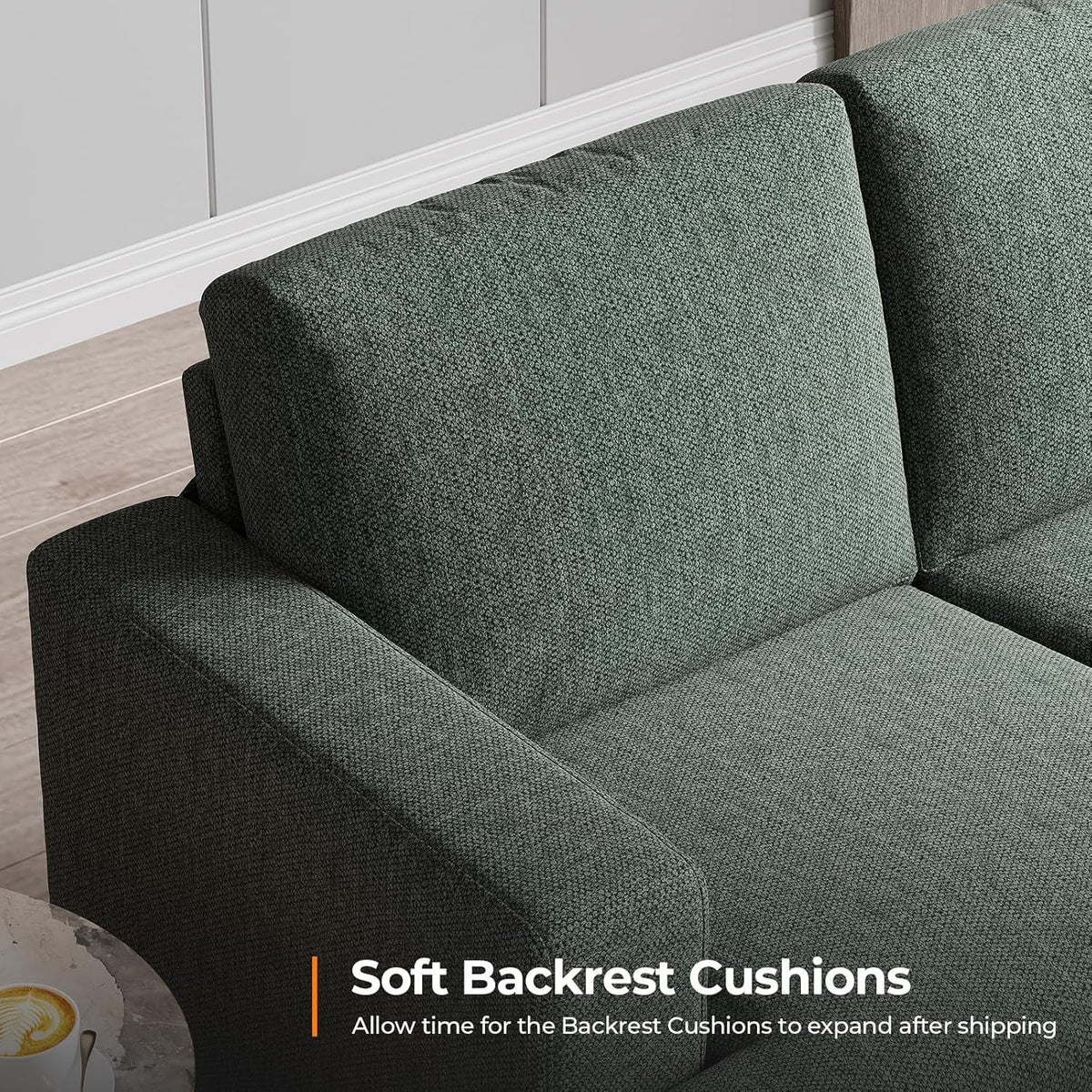 89Inch Sofa With ExtraDeep Seats Light Green Premium Fabric Upholstery by ShipItFurniture